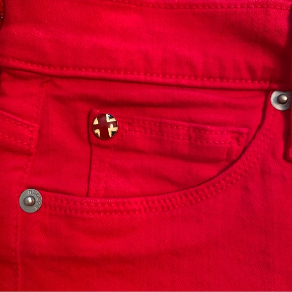 HUDSON Jeans Holiday Red Colette Midrise Skinny Size 27 Waist 28” Inseam 31.5”. - Picture 6 of 10